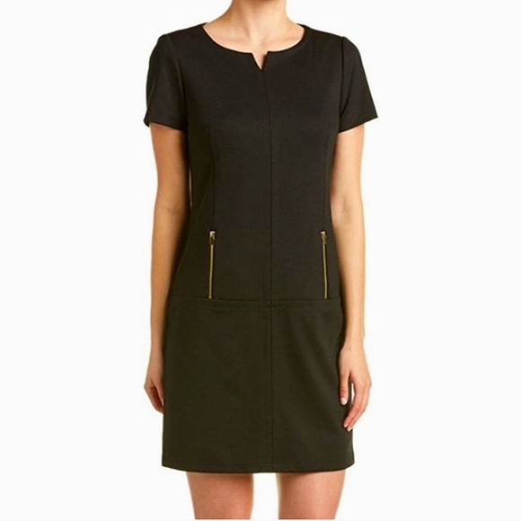 Tahari Dresses & Skirts - Tahari Ponte Black Sheath Mini Dress With Zippers. Size 6.
